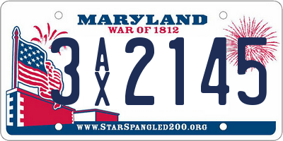 MD license plate 3AX2145