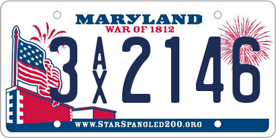 MD license plate 3AX2146
