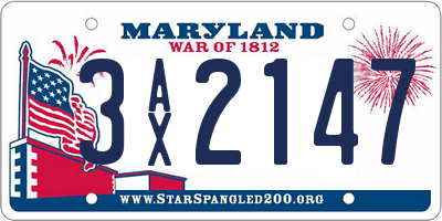 MD license plate 3AX2147