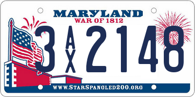 MD license plate 3AX2148