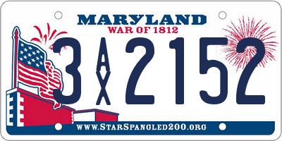 MD license plate 3AX2152