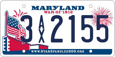MD license plate 3AX2155
