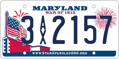 MD license plate 3AX2157