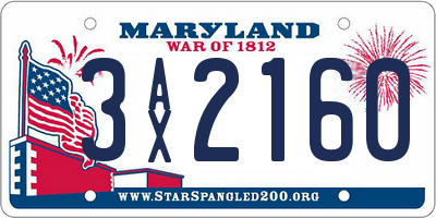 MD license plate 3AX2160