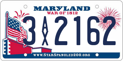 MD license plate 3AX2162