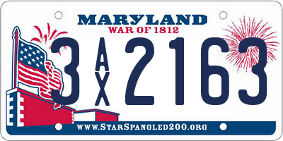 MD license plate 3AX2163
