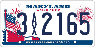 MD license plate 3AX2165