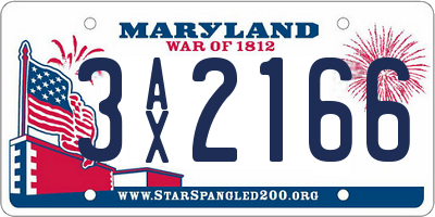 MD license plate 3AX2166