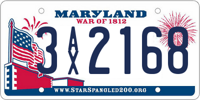 MD license plate 3AX2168