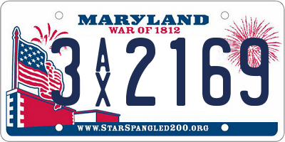 MD license plate 3AX2169