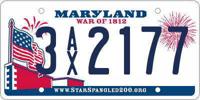 MD license plate 3AX2177