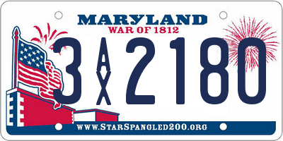 MD license plate 3AX2180