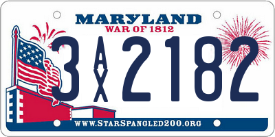 MD license plate 3AX2182