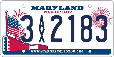 MD license plate 3AX2183
