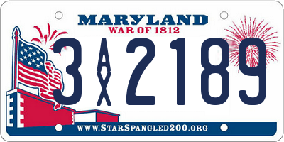 MD license plate 3AX2189