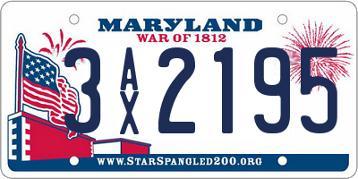 MD license plate 3AX2195