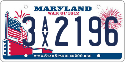 MD license plate 3AX2196