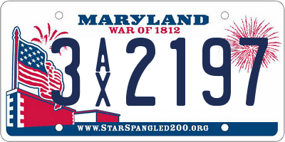 MD license plate 3AX2197