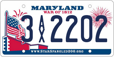 MD license plate 3AX2202
