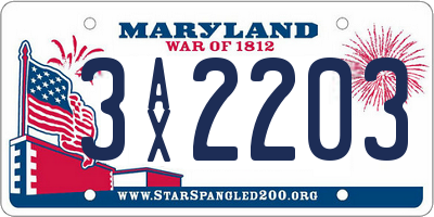 MD license plate 3AX2203