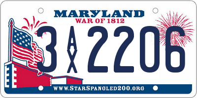 MD license plate 3AX2206