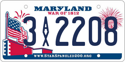 MD license plate 3AX2208