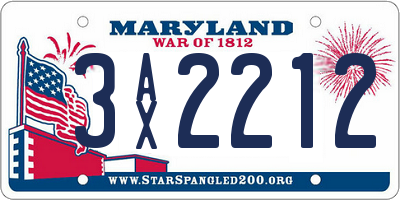 MD license plate 3AX2212