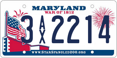 MD license plate 3AX2214