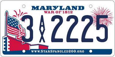 MD license plate 3AX2225