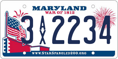 MD license plate 3AX2234