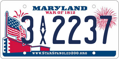 MD license plate 3AX2237