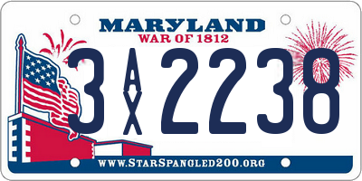 MD license plate 3AX2238
