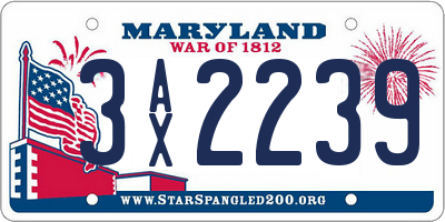 MD license plate 3AX2239