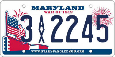 MD license plate 3AX2245