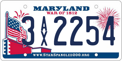 MD license plate 3AX2254