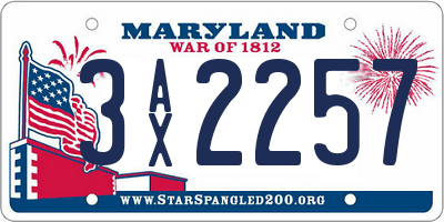 MD license plate 3AX2257