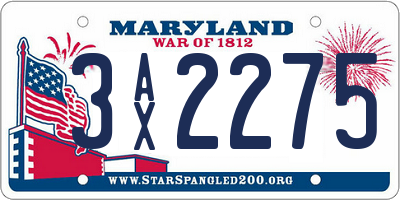 MD license plate 3AX2275