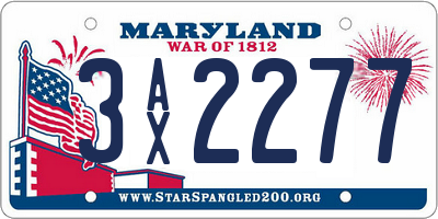 MD license plate 3AX2277