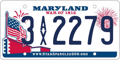 MD license plate 3AX2279