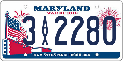 MD license plate 3AX2280