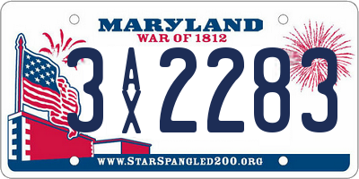 MD license plate 3AX2283