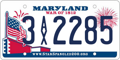 MD license plate 3AX2285