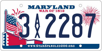 MD license plate 3AX2287