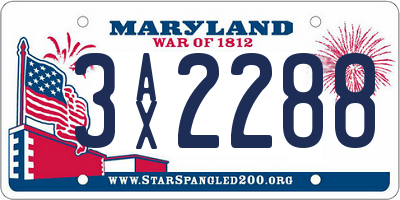 MD license plate 3AX2288