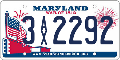 MD license plate 3AX2292