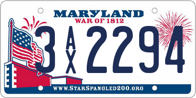MD license plate 3AX2294