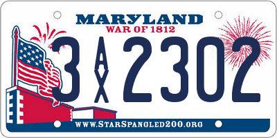 MD license plate 3AX2302
