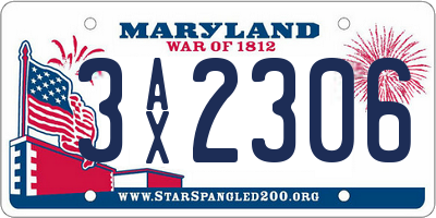 MD license plate 3AX2306