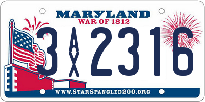 MD license plate 3AX2316