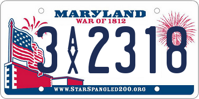 MD license plate 3AX2318